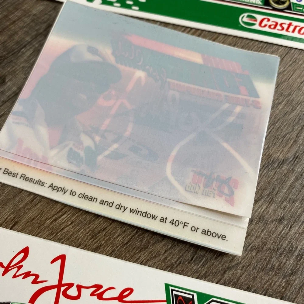 John Force Racing Winner's Circle Cards & Castrol GTX Decals Lot 8pc 1990s NHRA